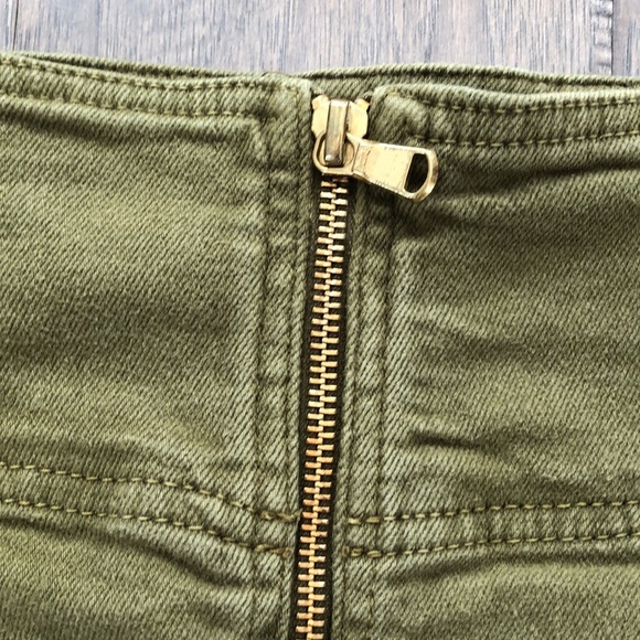 Free People cadet green olive zip mini skirt Sz 25 New with Tags - Picture 4 of 8